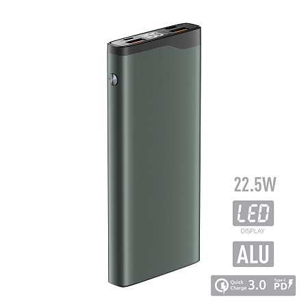 Внешний аккумулятор, 10000 mAh, QuickCharge3.0/PowerDelivery, зеленый